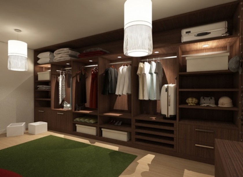 Классическая гардеробная комната из массива с подсветкой Барнаул