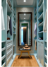 Параллельная гардеробная комната с большим зеркалом Барнаул